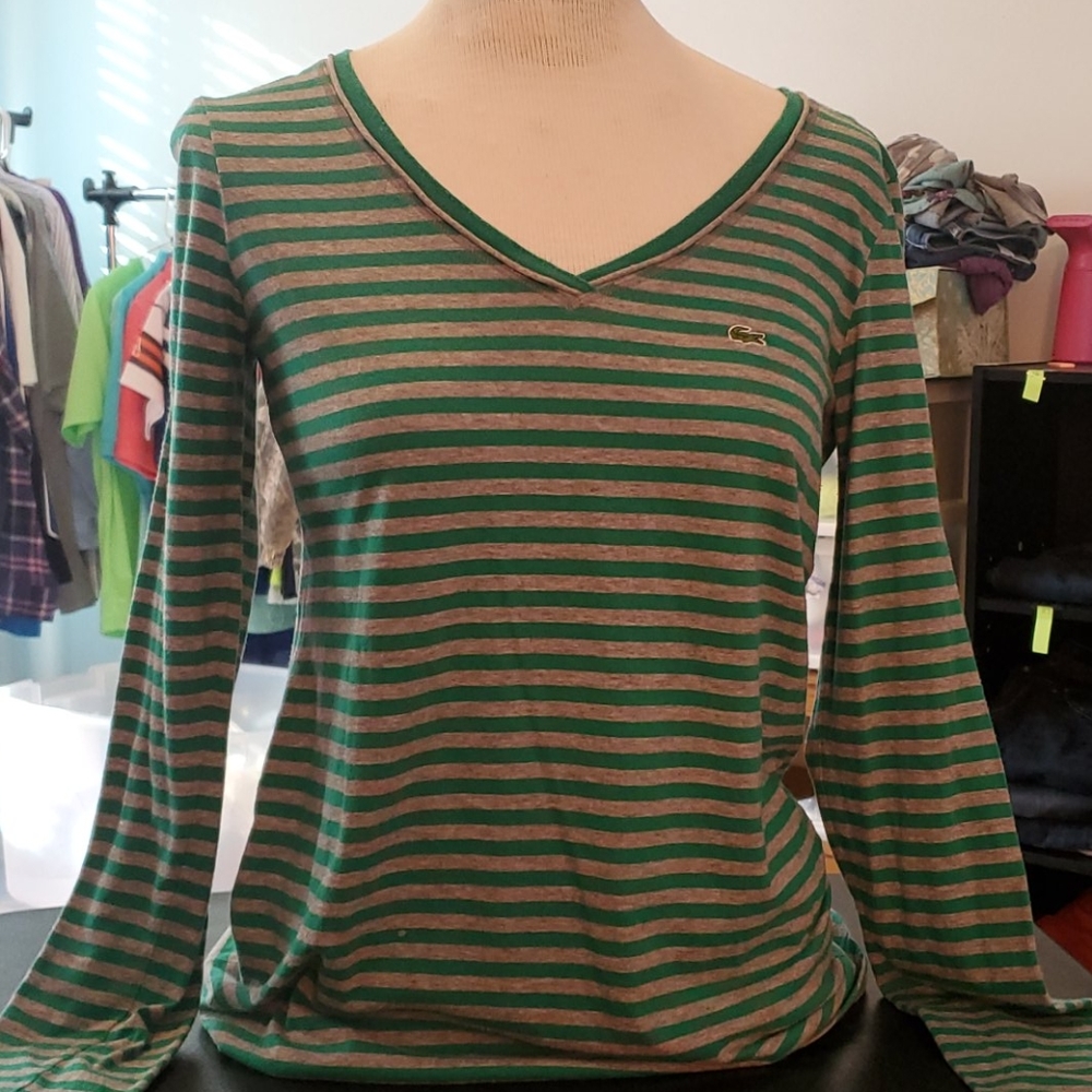 Lacoste Long Sleeve Striped Shirt Size 42 Large